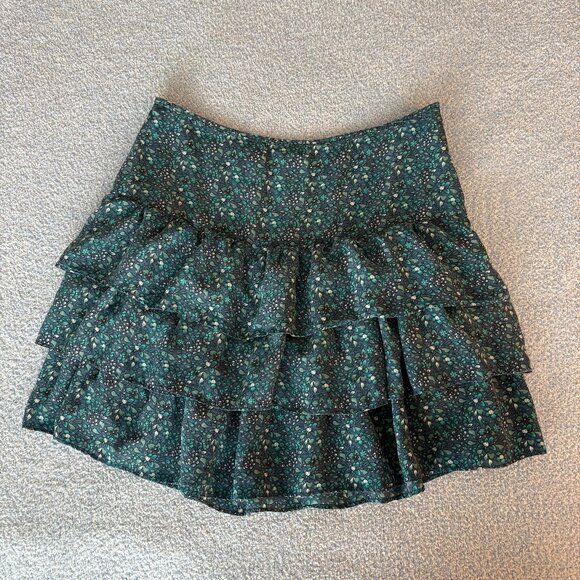 Essentials Antwerp Blue and Green Ruffled Mini Skirt - Picture 2 of 5